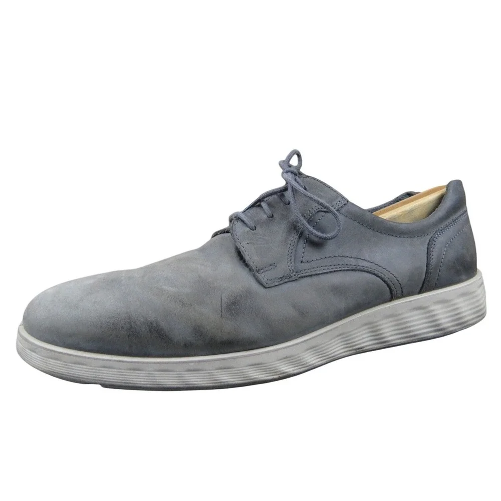 ECCO S. Lite Hybrid Men 12‎ Gray Nubuck Plain Toe Lace-Up Comfort Shoes